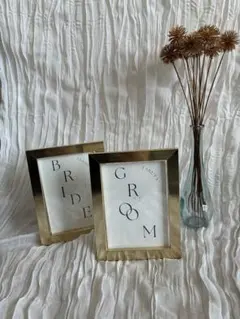 ウエディング写真立て、造花、布セット