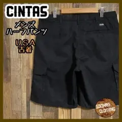 メンズ シンタス ハーフ パンツ ロゴ ブラック ワークパンツ USA古着90s