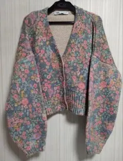 【美品】ZARA ザラ フラワージャガード ニットカーディガン 花柄 S 完売品