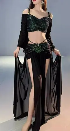 美品⭐︎ベリーダンス衣装⭐︎ブラベルト＆スカート付き ベリーダンス衣装 ブラベルト（HANAN）+フリルスカート 格安