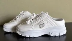 スリッポン　ダッドシューズ　厚底スニーカー風　24.5cm　厚底　ホワイト　白