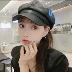 キャスケット ハンチング帽 キャップ クリスマス レザー つば付き 帽子 黒