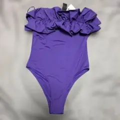 ZARA フリル ワンピース水着 パープル Sサイズのサムネイル