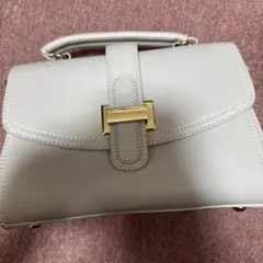 2way ショルダーバッグ ゴールド金具 ライトグレー