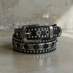 平成初期 ウエスタンベルト お兄系 パンク y2k グランジ 黒 wb11-8