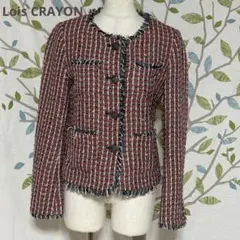 ロイスクレヨン　Lois CRAYON 赤　ネイビー　ツィード　ジャケット