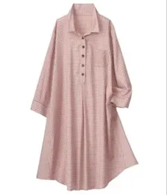 ギンガムチェック切替フレアーチュニック