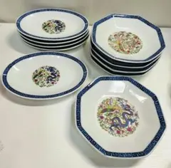 中華皿セット 八角皿 ＆ 楕円皿(餃子皿) 各5枚のサムネイル