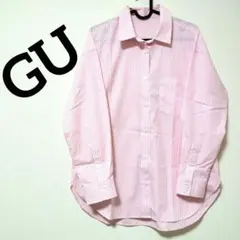 GUジーユー ピンクストライプ長袖シャツカジュアル
