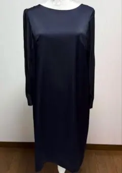 23区 APPLAUDIR シフォンスリーブ ロングワンピース ドレス ネイビー