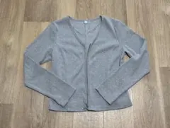 gu リブダブルジップVネックカーディガン グレー　GRAY