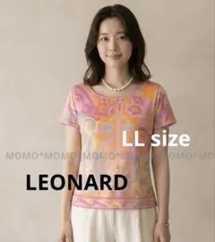 LEONARD大きいサイズ レオナール半袖 Tシャツ 総柄 ピンク系　LL 総柄のサムネイル