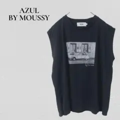 アズール　プリント　ノースリーブ　Tシャツ　フォトプリント　カジュアル
