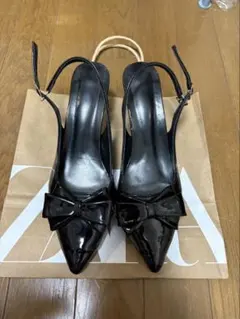 ZARA ブラック リボン パンプスのサムネイル