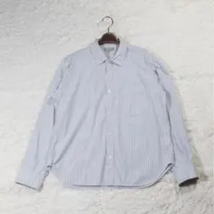 人気《マーガレットハウエル》ストライプシャツ(L)グレー コットンポプリンのサムネイル
