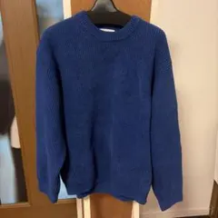 GLOBAL WORK 青 クルーネックニット
