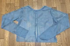 カスタネ♡ブルーメッシュカーディガン 長袖 ショート丈