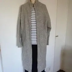 prit 1/16ウールパイル スタンドカラーZIPロングカーディガン