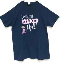 黒地にプリント Let's get PINKED Up!!! Tシャツ サイズM