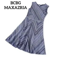 BCBGMAXAZRIA 幾何学柄 ノースリーブフレアワンピース