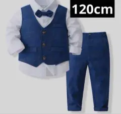 フォーマルスーツ 男の子 入学式　結婚式 七五三　紺　チェック120cm