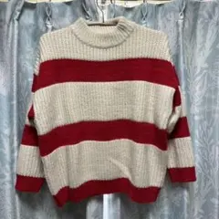 レディース　ハイネックボーダーセーター