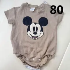 80 ミッキー フタフタ futafuta バースデイ ロンパース 半袖