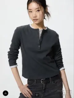 UNIQLO リブヘンリーネックTシャツ Mサイズのサムネイル