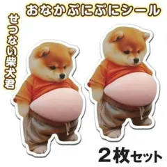 2枚セット シール ステッカー おなか ぷにぷに 柴犬 立体 ぷっくり 人気