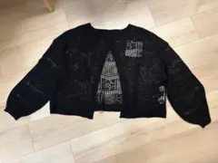 しまむら yumi × スザンヌ 透かし編み ニットプルオーバー ブラックL