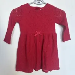 H&M キッズ 総レースワンピース レッド
