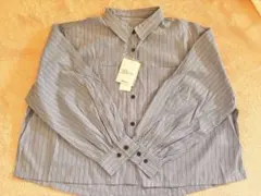 新品　ストライプシャツ 水色 レディース タグ付き グローバルワーク　半額以下のサムネイル