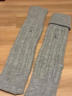 美品ジャックバニーゴルフ　ニットレッグウォーマー　グレー　中フリース素材