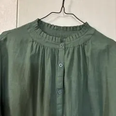 Fizz オリーブグリーン ボタン付きロングシャツワンピース