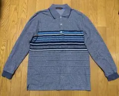 INSPIRE インスパイア　ボーダー　長袖ポロシャツ ネイビー　ブルー