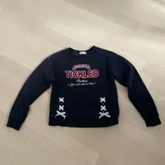 ネイビー プリント トレーナー　裏起毛　140cm