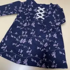 90size BeBe花柄刺繍 ネイビー ワンピース