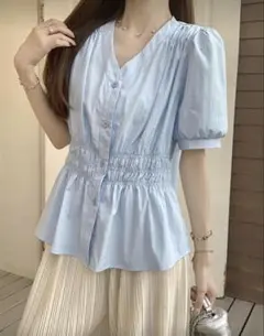 SHEIN 半袖　シャツ　ブルー