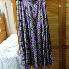 アメリカンホリック ボリュームチェックフレアスカート　 パープルL