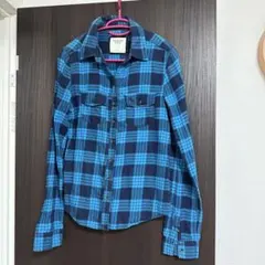 Abercrombie & Fitch 青黒チェックシャツ L