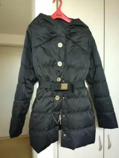 ケイトスペード リボンベルト付き ダウンジャケット 黒