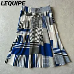 L'EQUIPE レキップ 総柄 パッチワークフレアスカート XL 13号のサムネイル