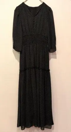 JILL by JILLSTUART 七分袖　シフォン ロングワンピ　ドット柄