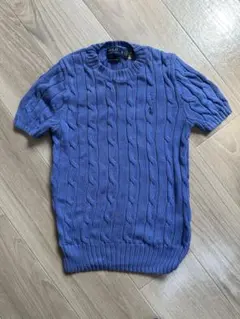 Ralph Lauren 青 ケーブル編み サマーニット