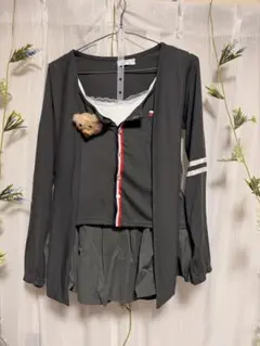 3in1グレー 長袖カーディガン アンサンブル