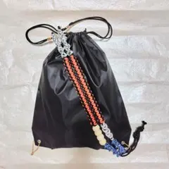 パラコード ナップサック Y2K テック系 ハンドメイド ワンショルダー 白橙黒