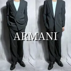 美品 ARMANI セットアップ ダブルスーツ チャコールグレー ナイロン混