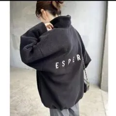 スピック＆スパン ボア ハーフジップ プルオーバー フリース ブルゾン 黒