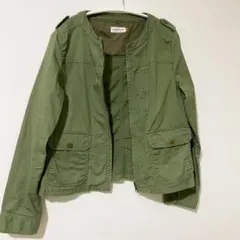 レプシム ノーカラージャケット ミリタリー カーキ
