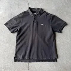 00s old NIKE ワンポイント刺繍ロゴ ポロシャツ フェード ブラック